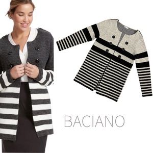Striped Open Front Cardigan Sweater